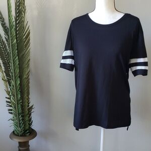 BCG black and white varsity tee with mesh panel NWT